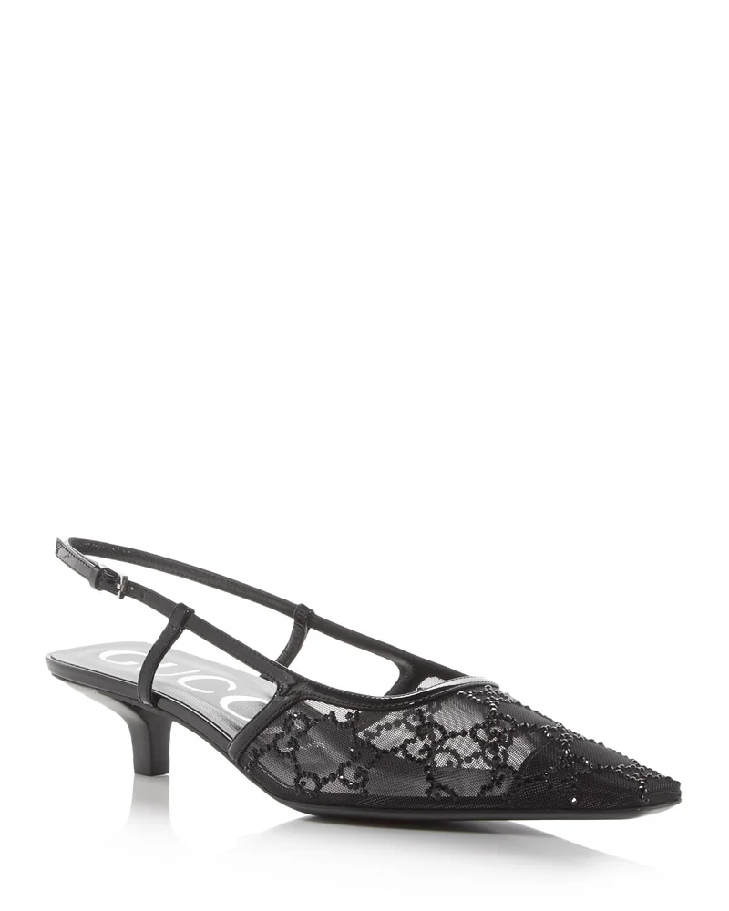 GG Pointed Toe Slingback Pumps