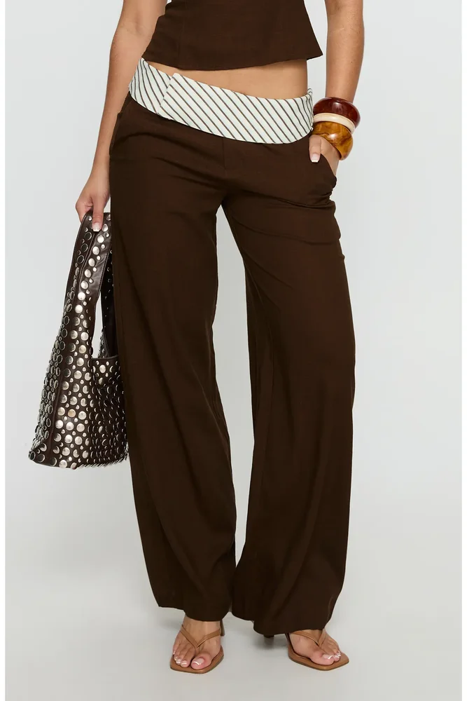 Past Life Foldover Waist Wide Leg Pants