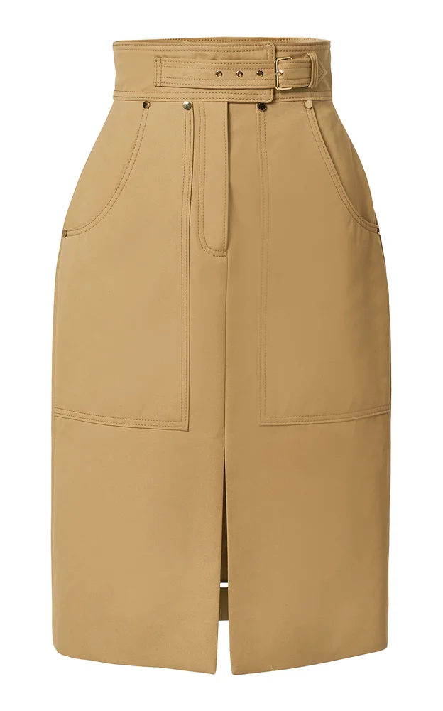 Cotton Midi Pencil Skirt