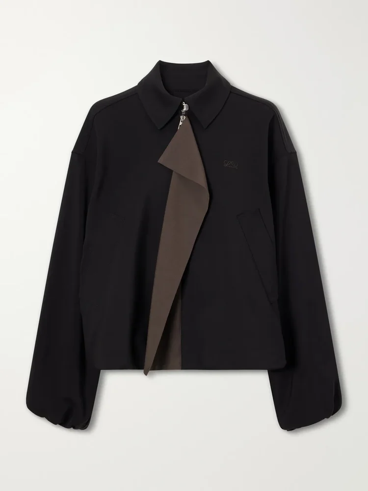 logo embroidered twill trimmed shell jacket