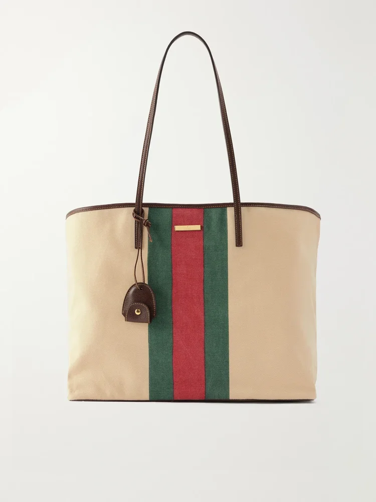 Gucci Tribecca leather-trimmed canvas tote