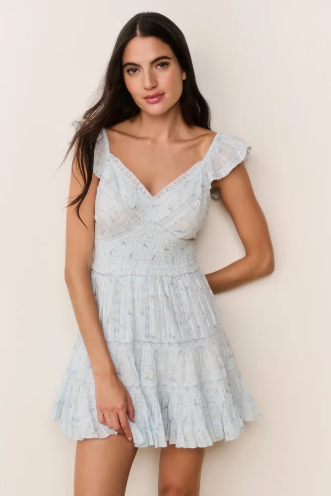 LoveShackFancy Presline Floral Wreath Print Mini Dress