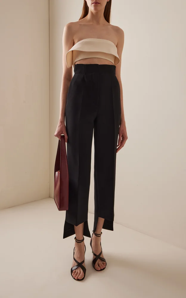 Rae High-Rise Crepe Cropped Trousers