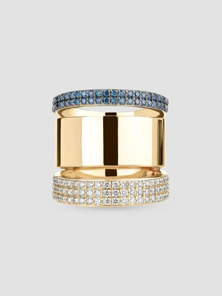 Vanity 14K Yellow Gold & 0.74 TCW Diamond Triple-Band Ring