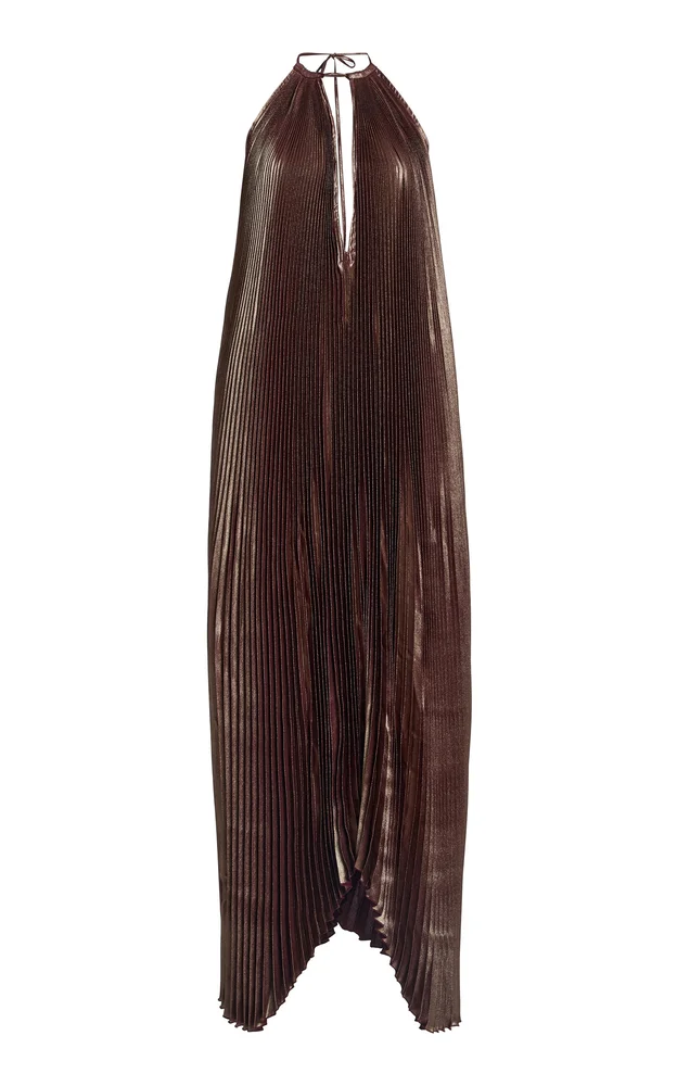 Boheme Pleated Halter Gown