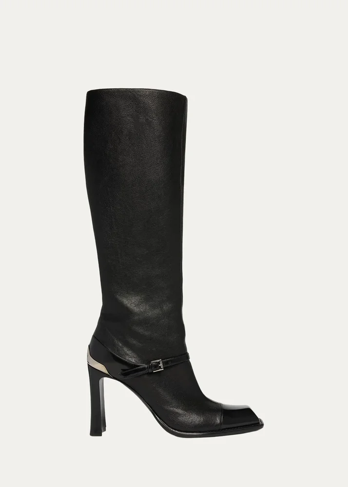 95mm Niko Leather Knee-High Boots
