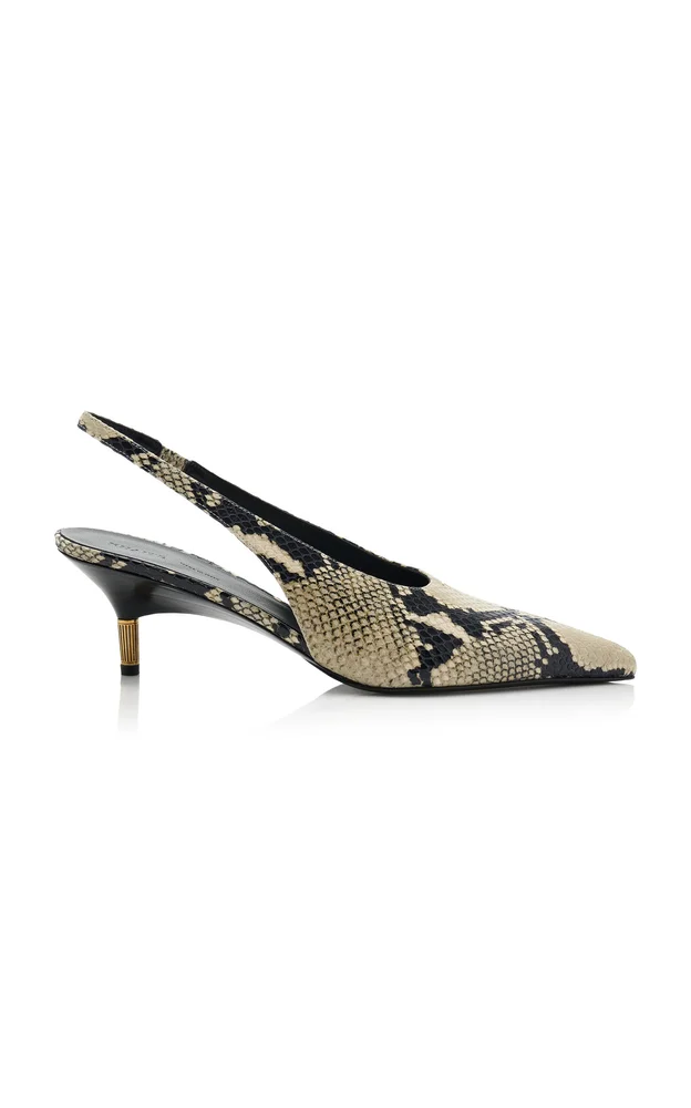 Bella Snake-Effect Leather Slingback Pumps