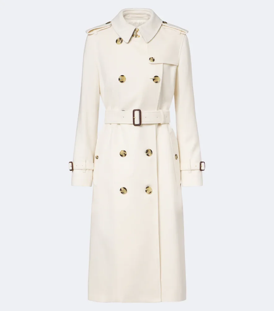 Double-breasted cashmere trench coat