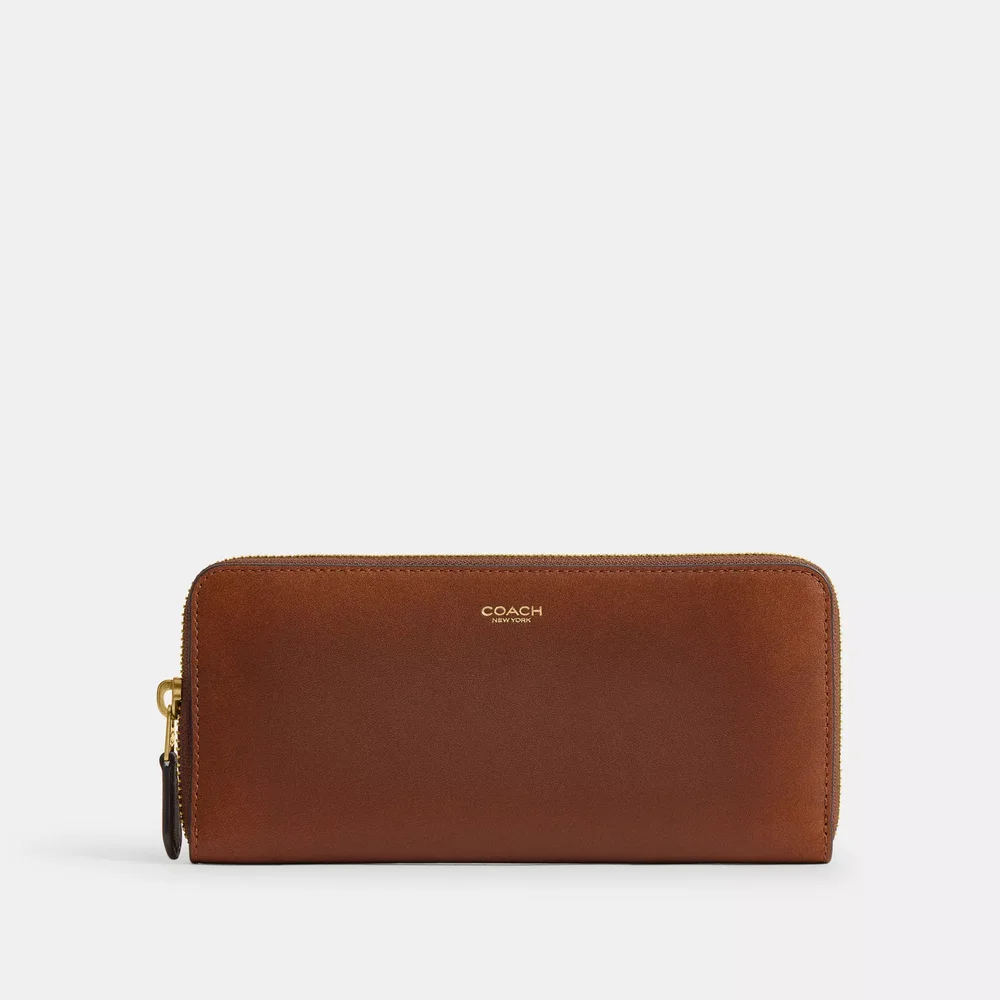 Slim Accordion Zip Wallet In Loved Leather