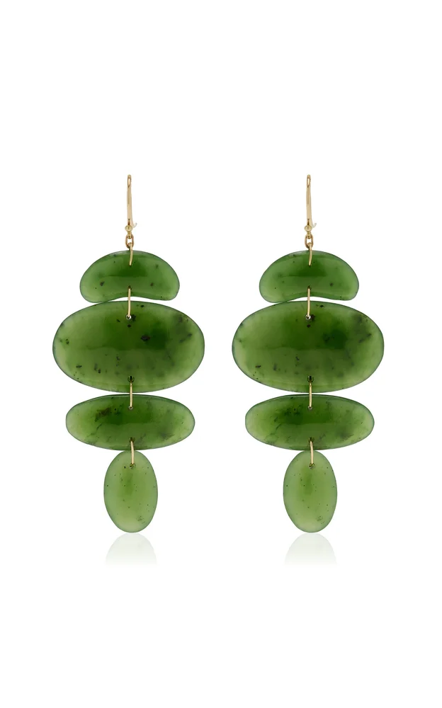 18k Green Gold Jade Oval Totem