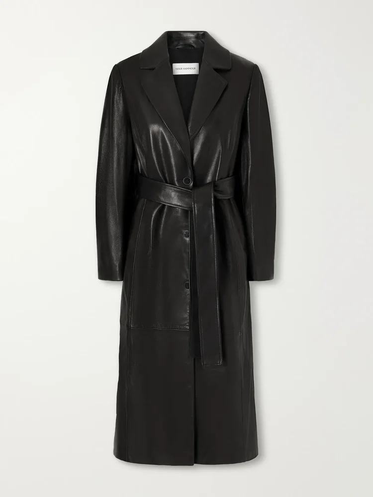 Camden belted leather coat