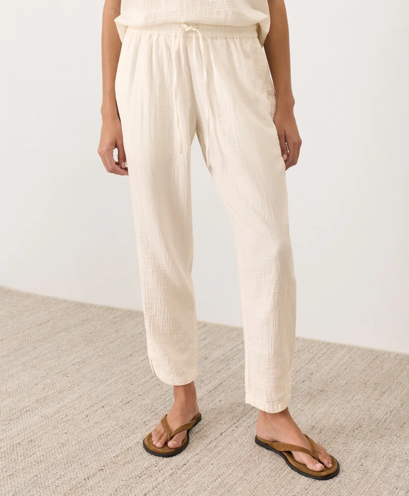 Womens Coastal Double Gauze Tapered Pull-on Pant