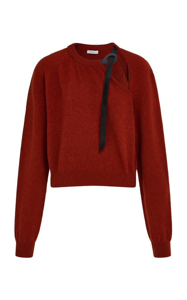 Leather-Detailed Wool-Cashmere Sweater