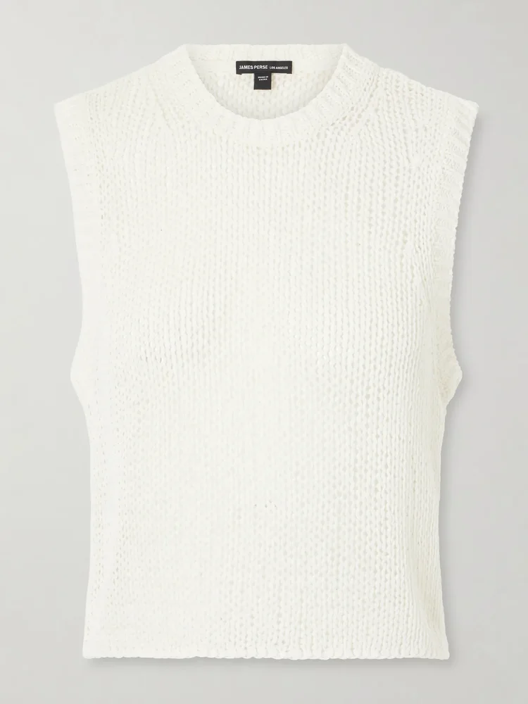 Knitted linen and cotton tank