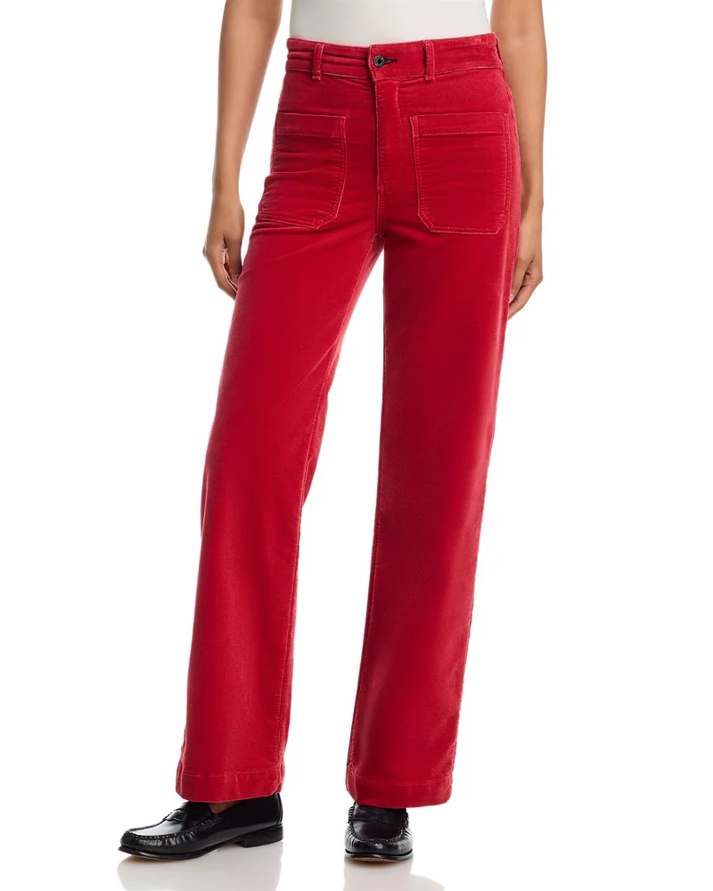 Sailor Corduroy High Rise Straight Leg Jeans in Vintage Red