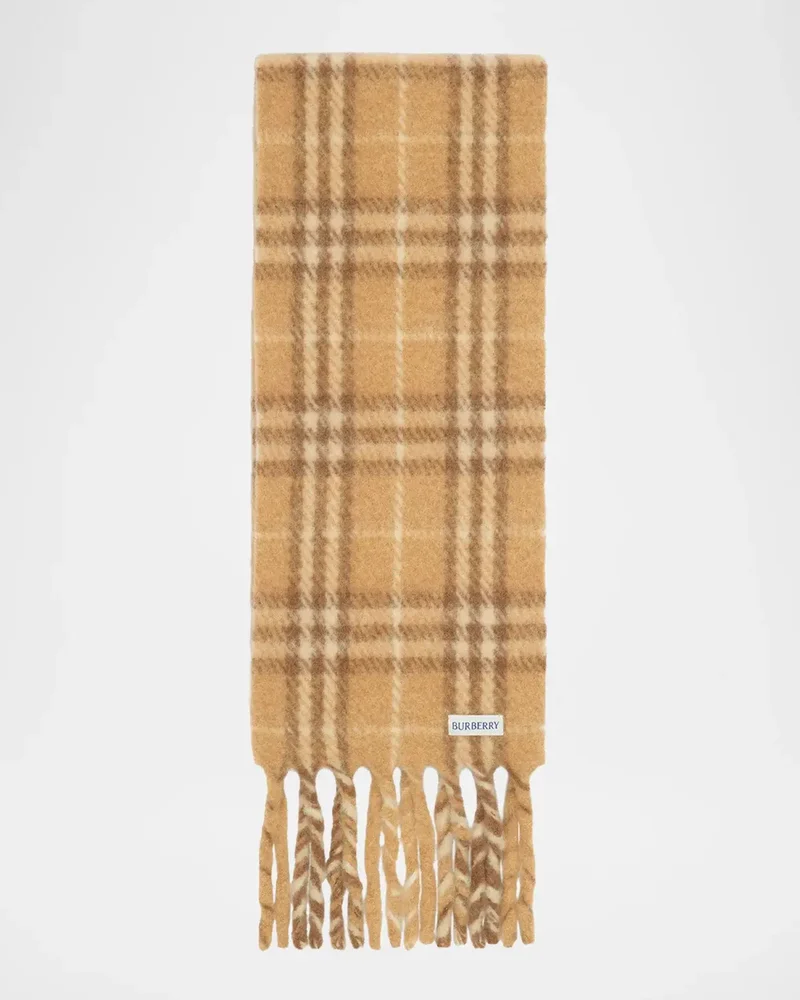 Narrow Check Alpaca Wool-Blend Scarf