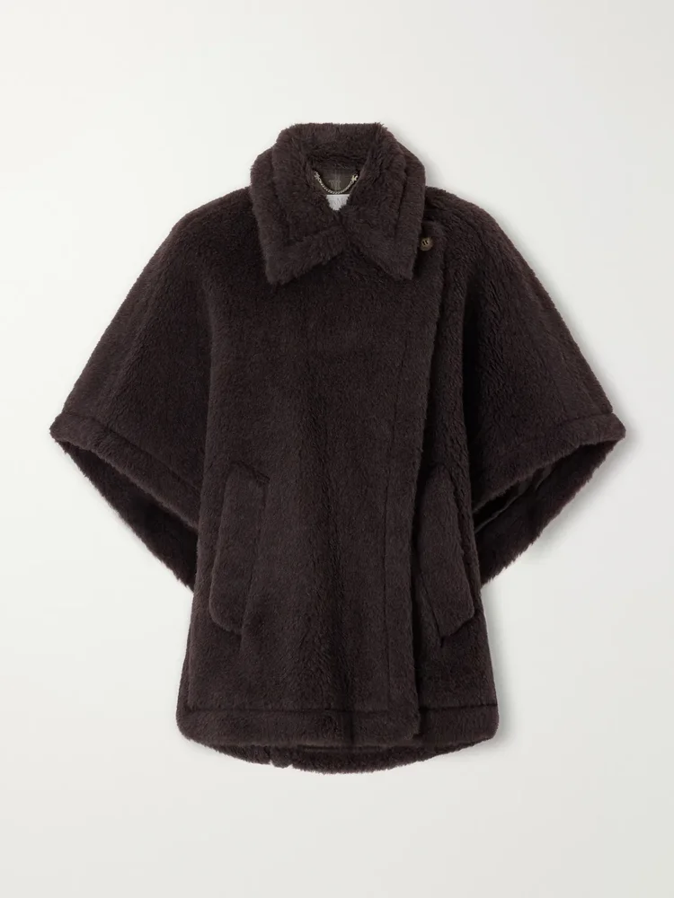 Tebe alpaca, wool and silk-blend fleece cape