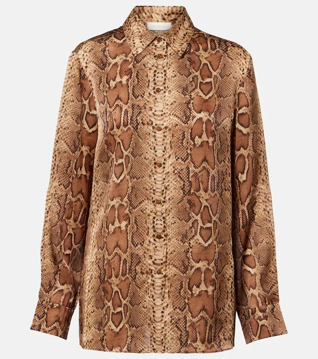 Hypnotic snake-print silk shirt
