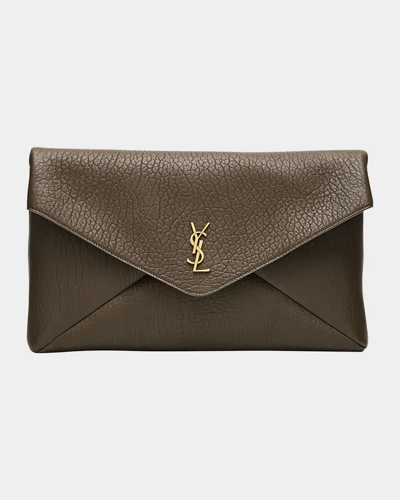 YSL Envelope Clutch Bag in Grained Leather