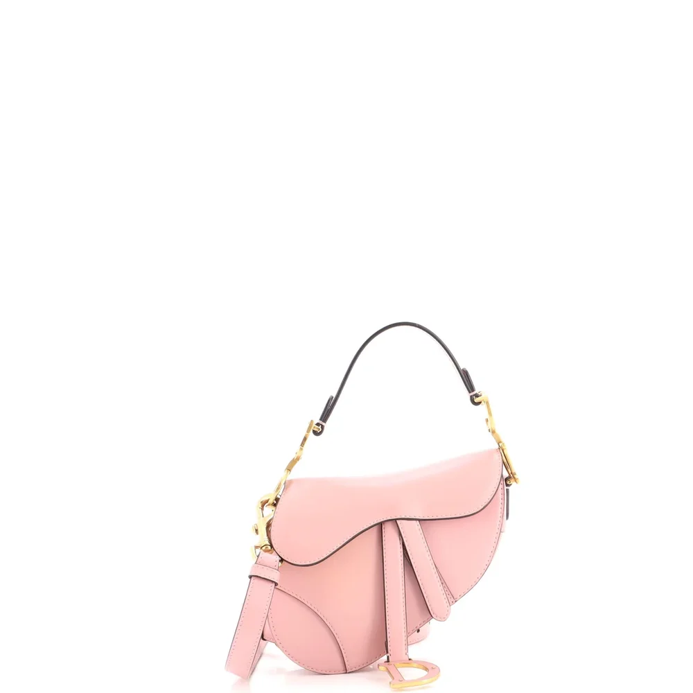 Dior Saddle Handbag with Strap Leather Mini, Pink