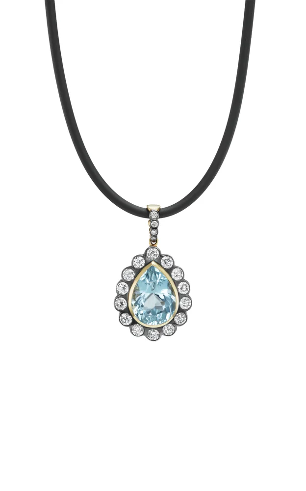 Alexandra 14K Yellow Gold Diamond, Aquamarine Necklace