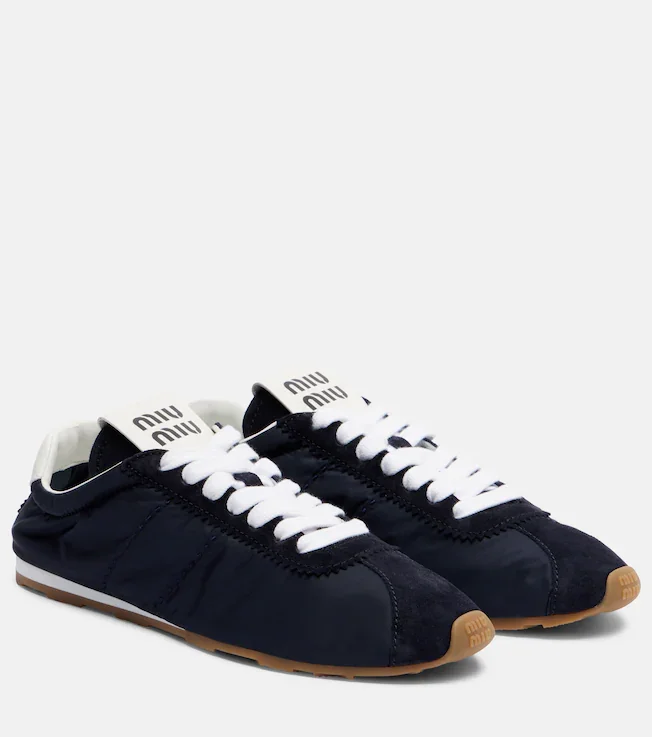 Plume suede-trimmed sneakers