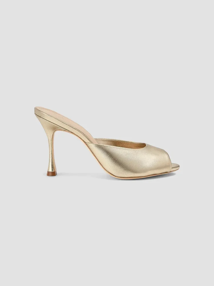 90MM Leather Peep-Toe Mules
