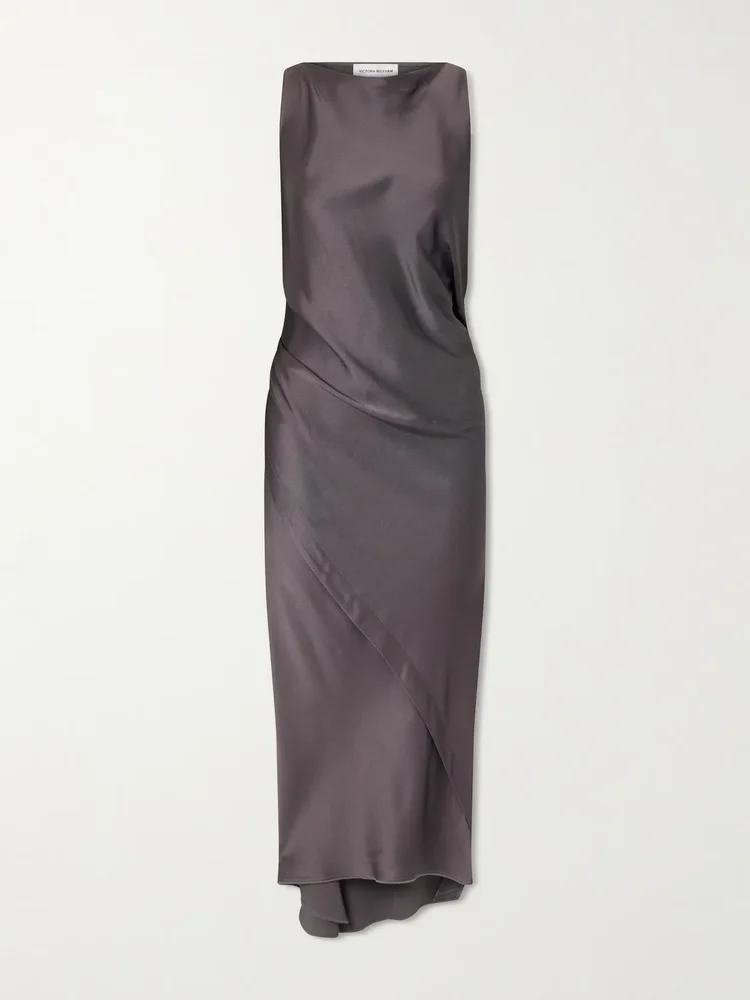 Draped satin midi dress