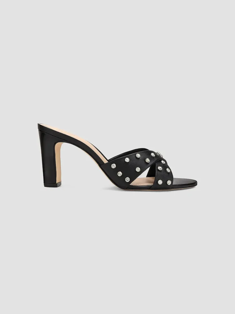 80MM Crystal-Embellished Leather Block-Heel Sandals
