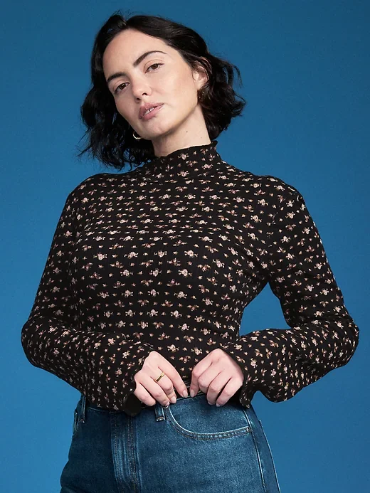 Long-Sleeve Ribbed Fitted Top