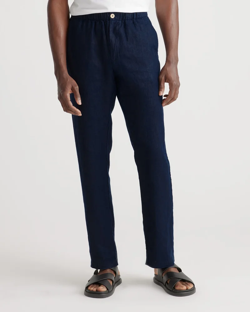 Men's 100% European Linen Pants in Deep Navy