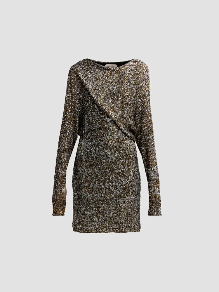 Embellished Draped Mini Dress