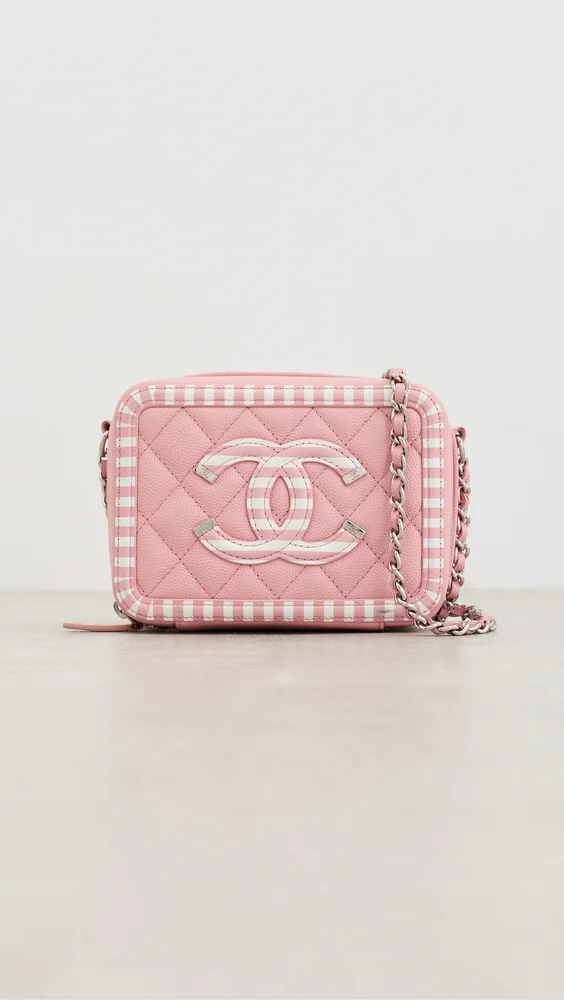 Caviar Stripe Filigree Small Vanity Shoulder Bag