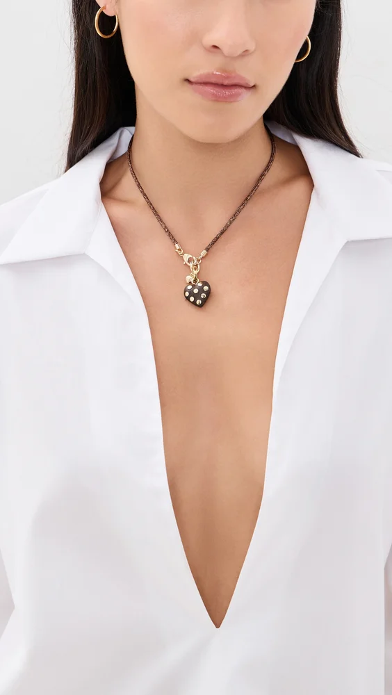 The Mini Studded Wood Pendant Necklace