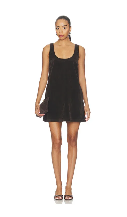The Scoop Neck Faux Suede Mini Dress