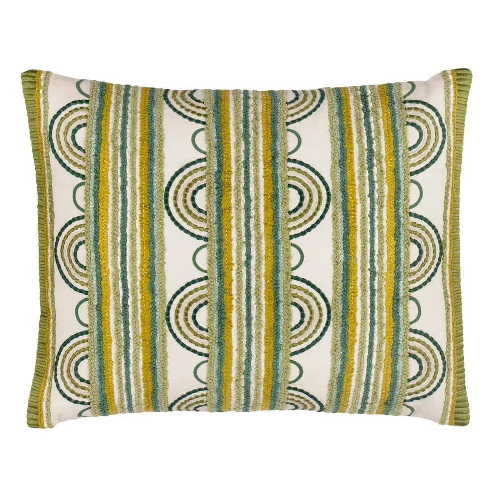 Button Embroidered Decorative Pillow Cover in Olive
