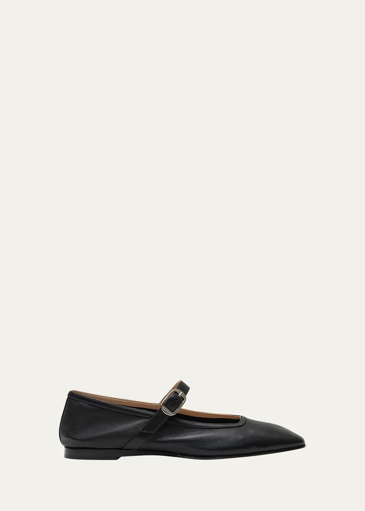 Leather Mary Jane Ballerina Flats