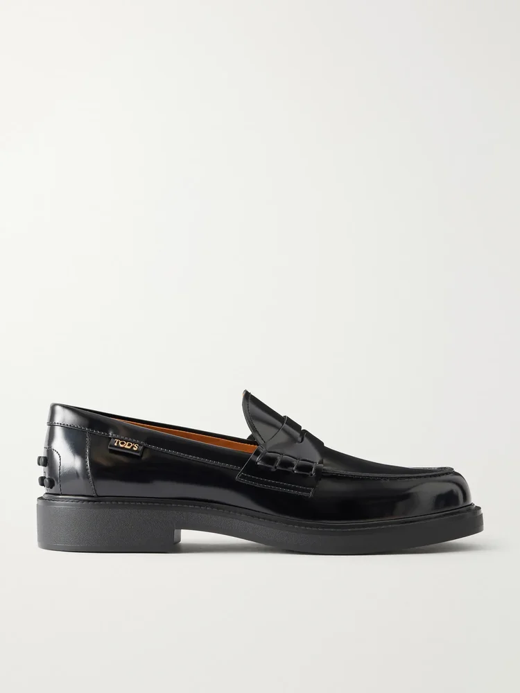 Logo-detailed patent-leather loafers