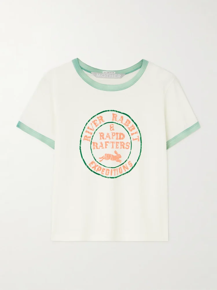 Itty Bitty cropped flocked cotton-jersey T-shirt
