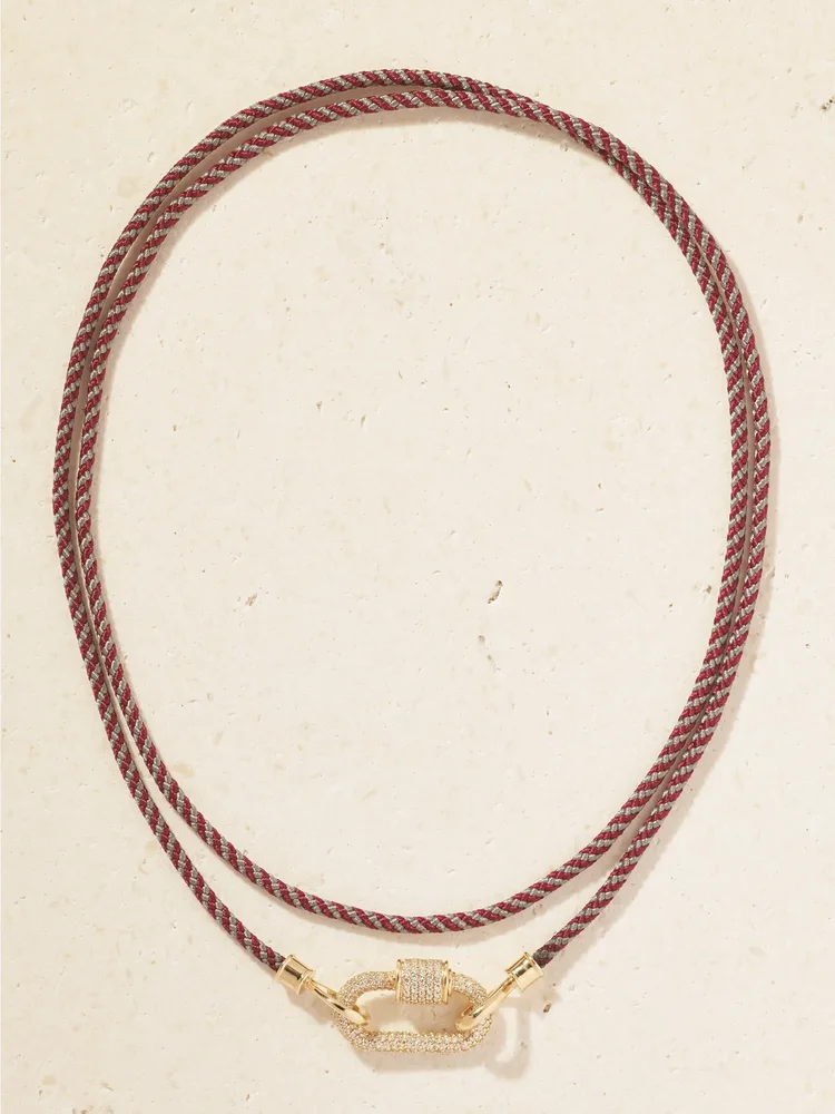 14-karat gold, diamond and cord necklace
