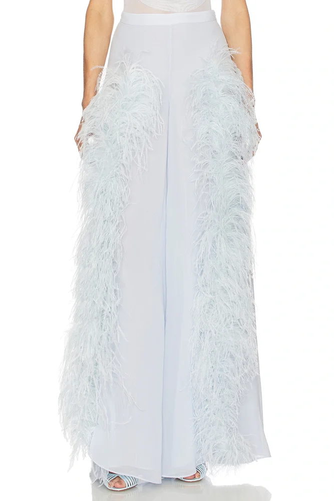 Wide Leg Pant With Feathers