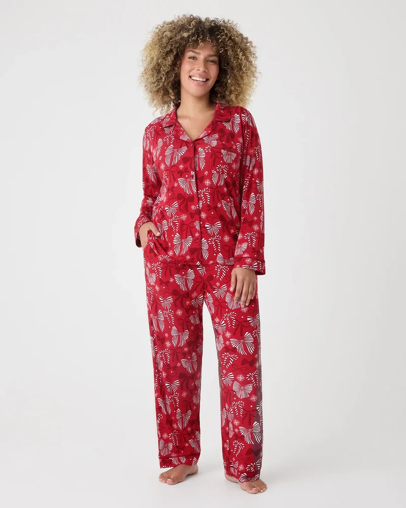 Holiday Bows Women's Long Sleeve Pajama Set