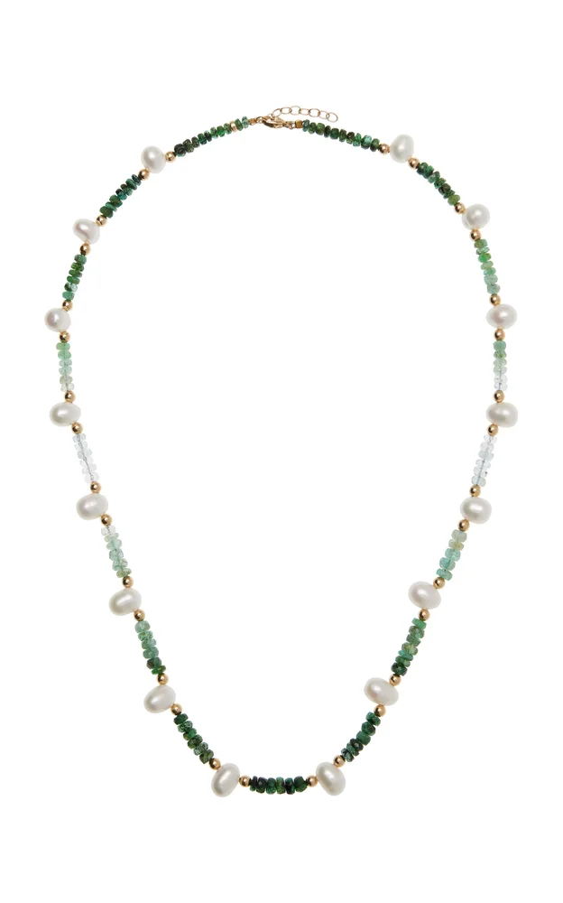 The Arizona 14K Yellow Gold Emerald and Pearl Necklace