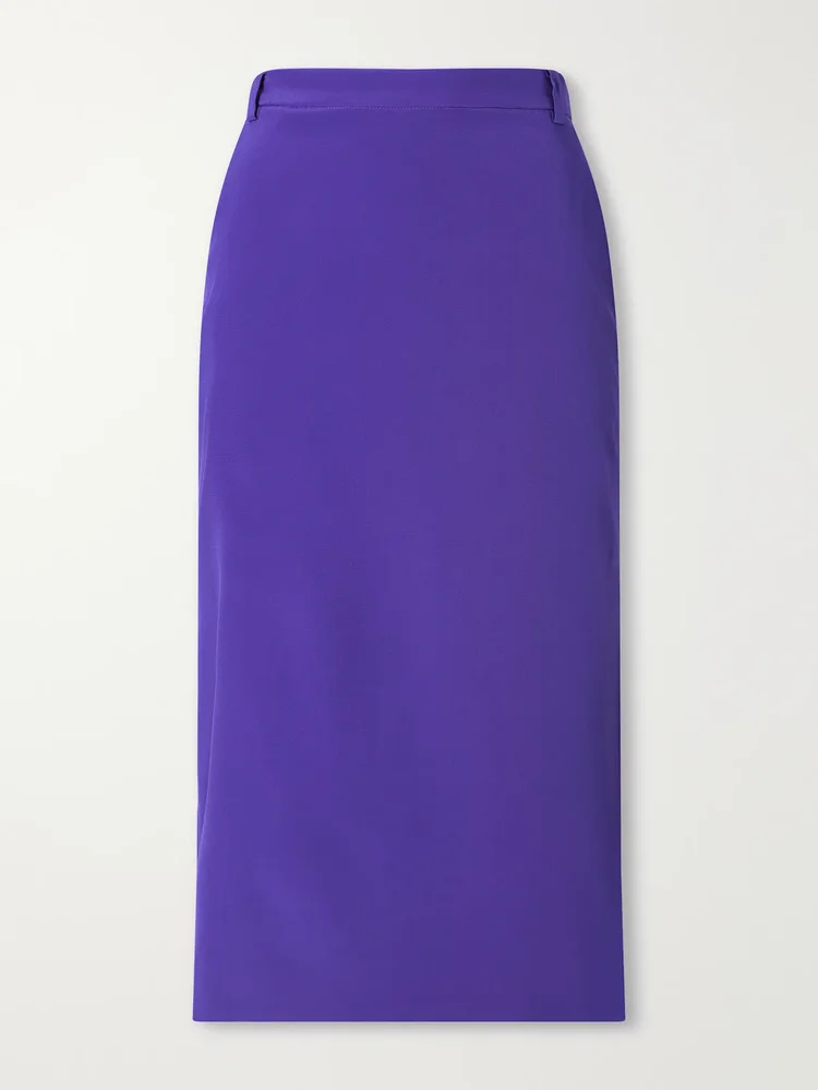 Silk-crepe de chine midi skirt