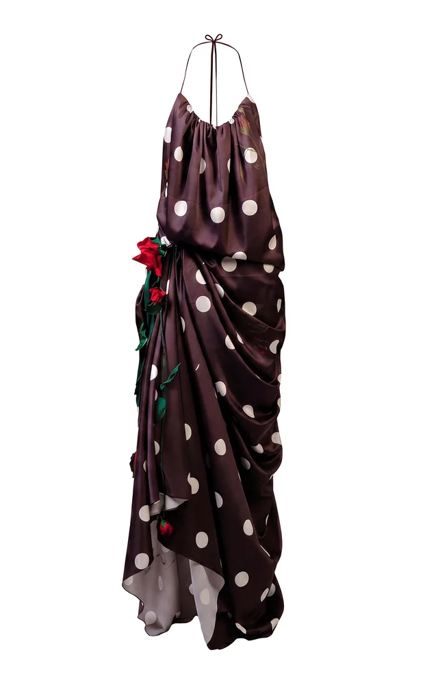 Printed Satin Maxi Dress