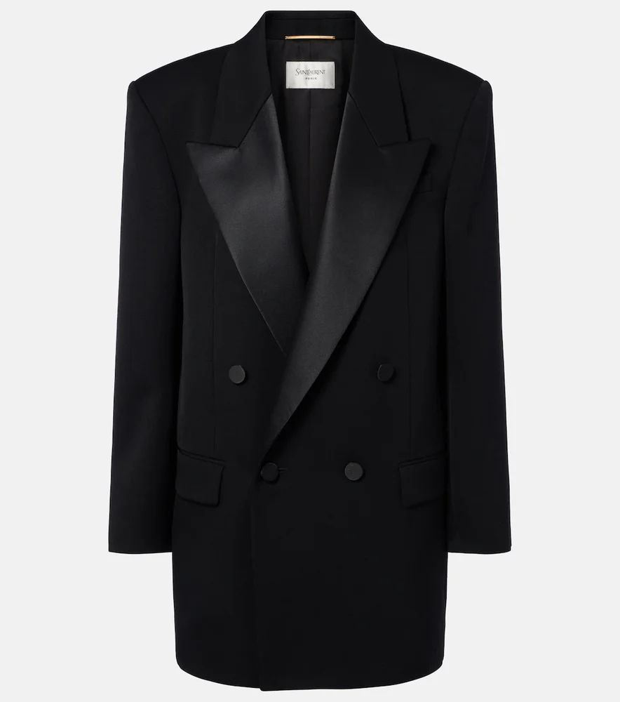 Double-breasted oversized wool blazer