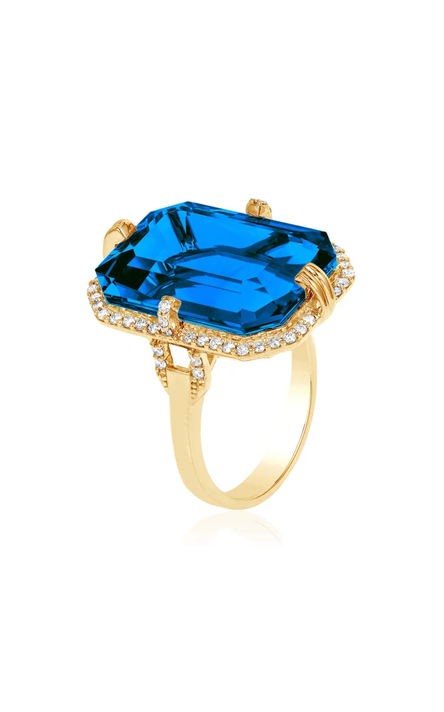 Gossip'18K Yellow Gold Diamond Topaz Ring
