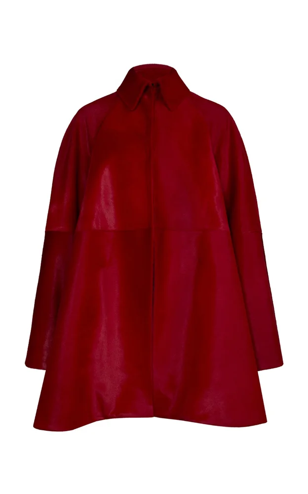 Pony Hair A-Line Trench Coat
