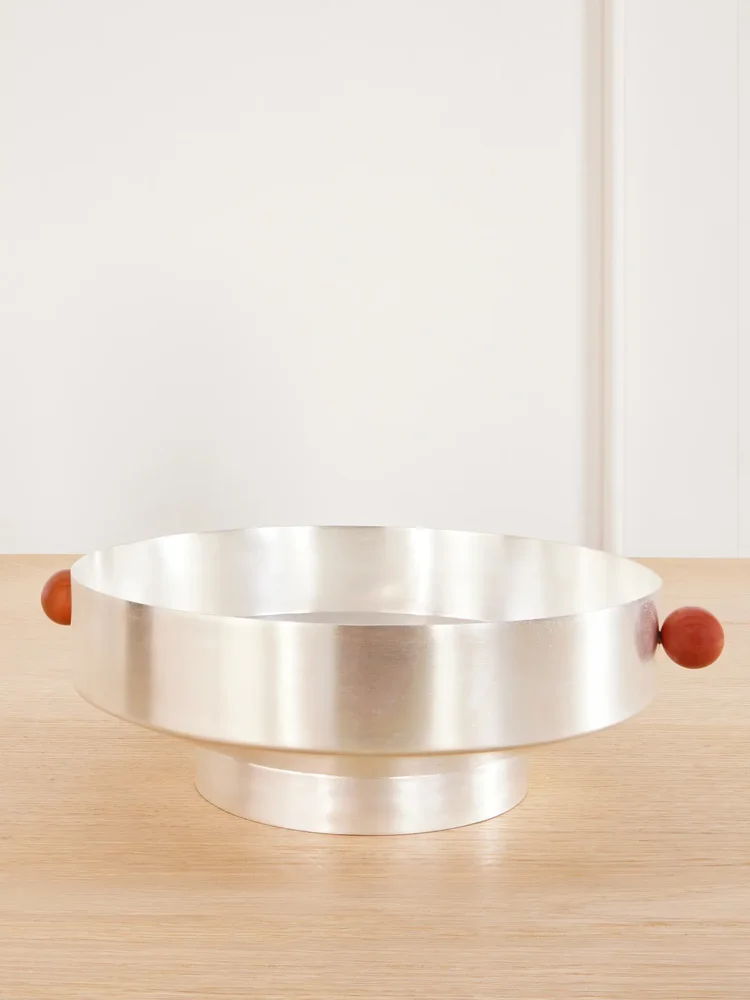 Silver-plated and stone bowl
