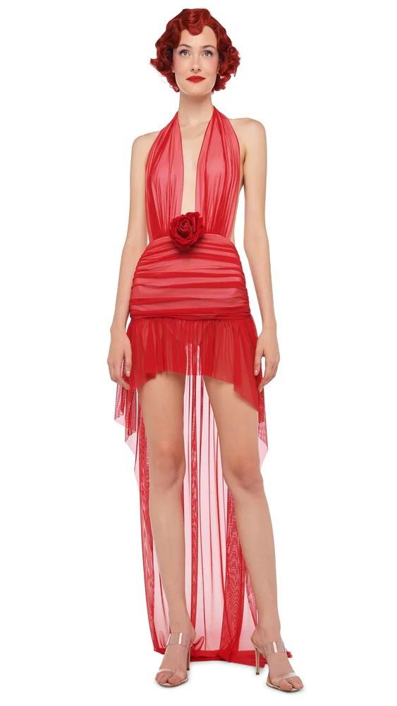 HI LOW HALTER DRESS